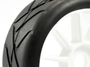 FASTRAX 1/8TH PREMOUNTED SLICK TYRES 'GRID IRON/10 SPOKE'