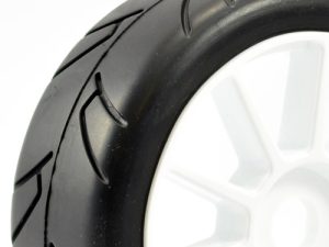 FASTRAX 1/8TH PREMOUNTED SLICK TYRES 'HAWK/SPLIT SPOKE'