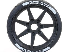 FASTRAX SUPAFORZA FRONT 45° TYRES/BLACK 17MM HEX WHEELS