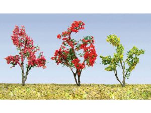 JTT Flower Trees, Red, Pink, Yellow, Purple, 3/4in-1in, HO-Scale, (18 per pack)