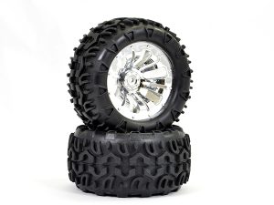 FTX CARNAGE MOUNTED WHEEL/TYRE COMPLETE PAIR - CHROME