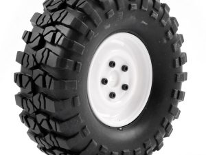 FTX OUTBACK PRE-MOUNTED STEEL LOOK LUG/TYRE (2) - WHITE
