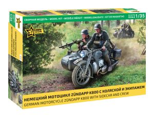 Zvezda German WWII Zuendapp K800 Motorcycle with Sidecar & Crew