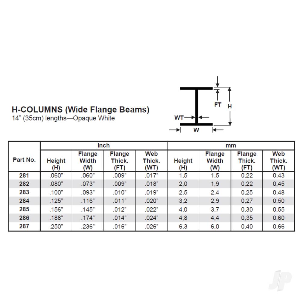 Evergreen H-Column, 350 x 4.0mm (14 x .156in) (3 per pack) - Image 4