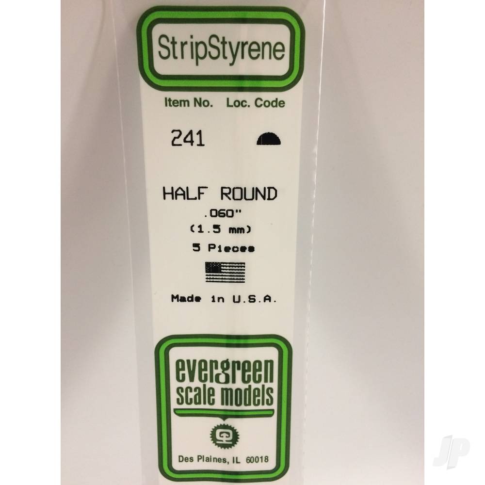 Evergreen Half Round Rod, 350 x 1.5mm (14 x .060in) (100 per pack) - Image 2