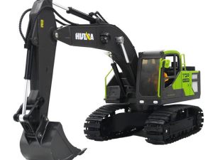 HUINA 2.4G 11CH RC EXCAVATOR GREEN 680° TURNTABLE w/SMOKE