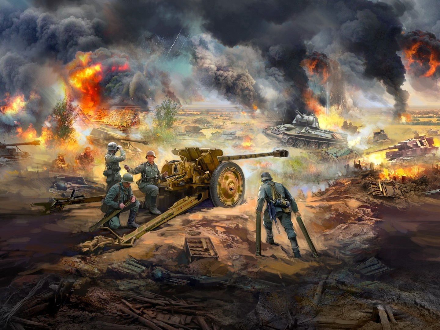 ICM Battle of Kursk Set (July 1943), T-34-76 (Early 1943), Pak 36(r) with 4 Crew Figures