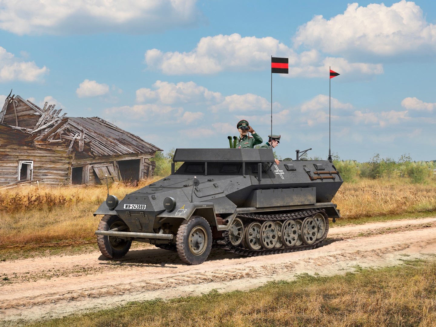 ICM Beobachtungspanzerwagen Sd.Kfz.251/18 Ausf.A, WWII German Observation Vehicle with 4 Crew Figures