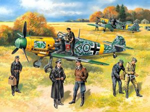 ICM Bf 109F-2 with German Pilots & Ground Personnel (7 Figures)