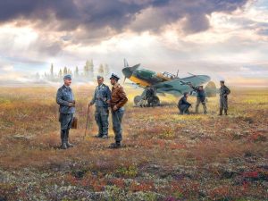 ICM Bf 109F-4 with German Ground Personnel (7 Figures & Dog)