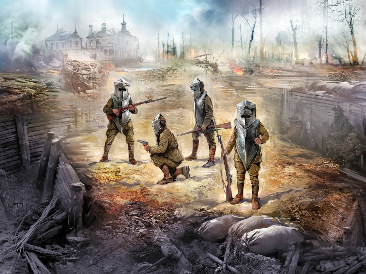 ICM Brewster Body Shield, U.S. Infantry with 4 Figures