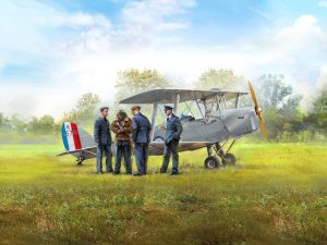 ICM DH. 82A Tiger Moth Aircraft with WWII RAF Cadets (4 Figures)