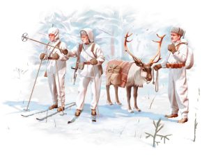 ICM Finnish Riflemen (Winter 1940) 3 Figures & Reindeer