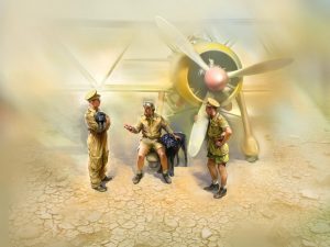 ICM Italian Pilots In Tropical Uniform (1939-1943) 3 Figures & 2 Dogs