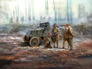 ICM Model T RNAS Armoured Car with 4 WWI British Tank Crew Figures