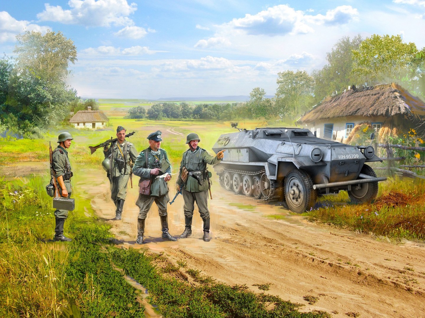 ICM Sd.Kfz.251/1 Ausf.A with 4 German Infantry Figures