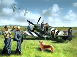ICM Spitfire Mk.IX with RAF Pilots & Ground Personnel (7 Figures)