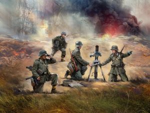 ICM WW2 German Mortar GrW 34 with Crew (Mortar & 4 Figures)