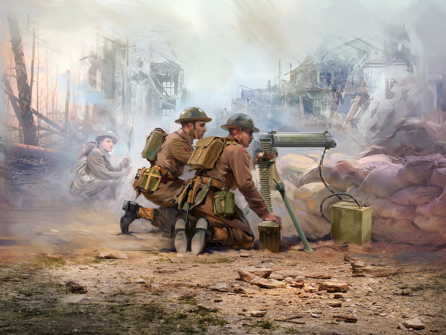 ICM WWII British Vickers MG Crew (Vickers MG & 2 Figures)