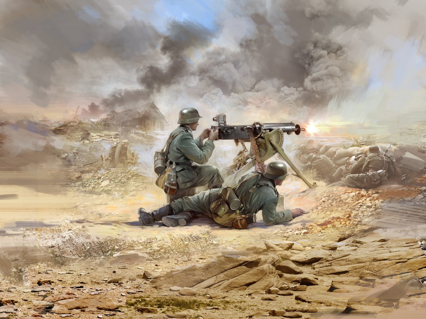 ICM WWII German MG08 MG Team 2 Figures