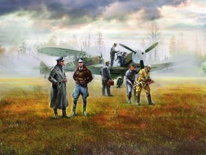ICM WWII Luftwaffe Airfield Set, Bf 109F-4 & Hs 126B & 7 Figures