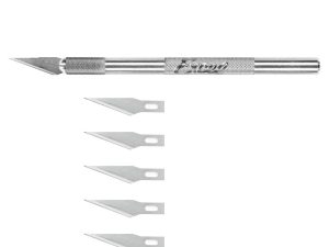 Excel K1 Knife, Light Duty Round Aluminium with Safety Cap, 5x #11 Blades (Carded)