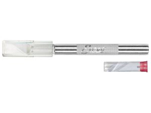 Excel K2 Knife, Medium Duty Round Aluminium with Safety Cap, 5x Assorted Blades (Carded)