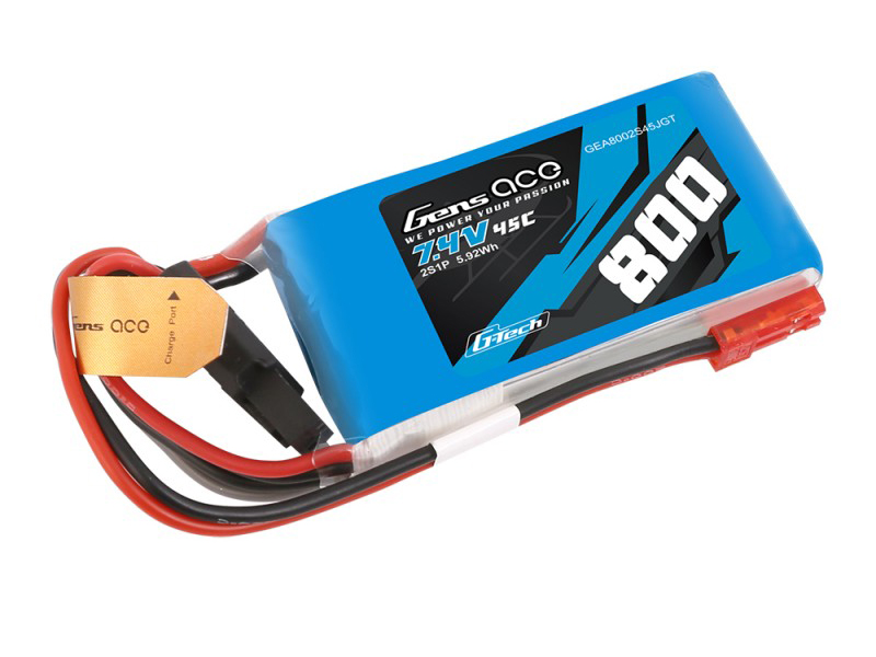 Gens Ace Li-Po G-Tech 2S 7.4V 800mAh 45C with BEC - Image 2