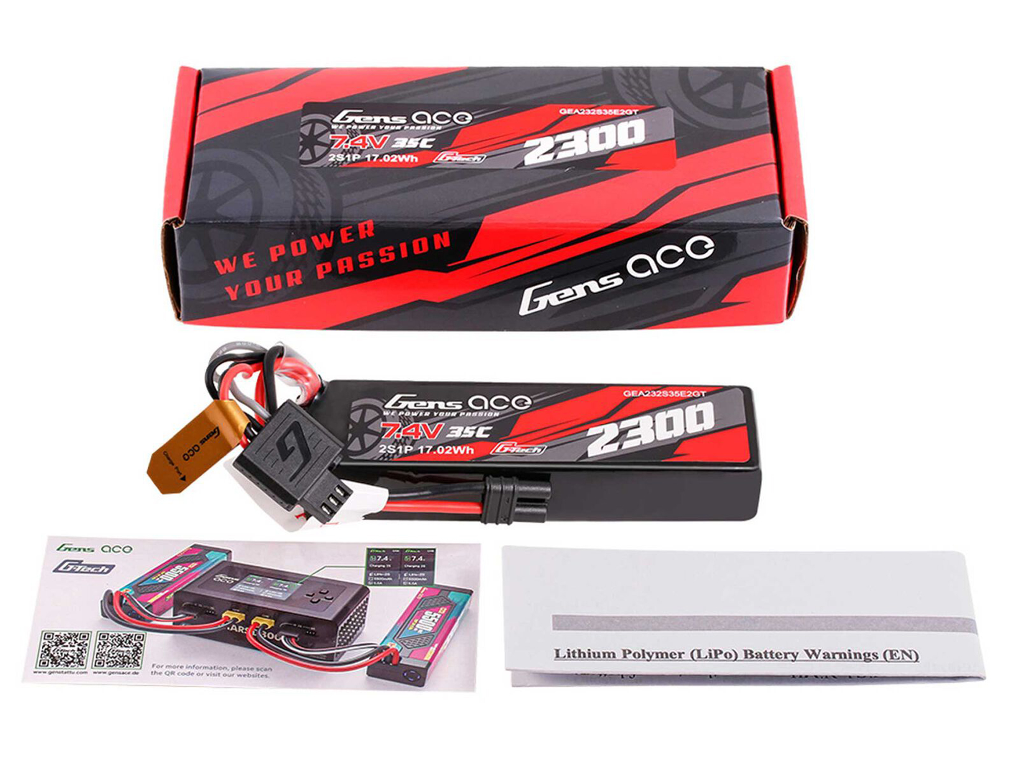 Gens Ace Li-Po G-Tech 2S Car 7.4V 2300mAh 35C with EC2 (GROM) - Image 5