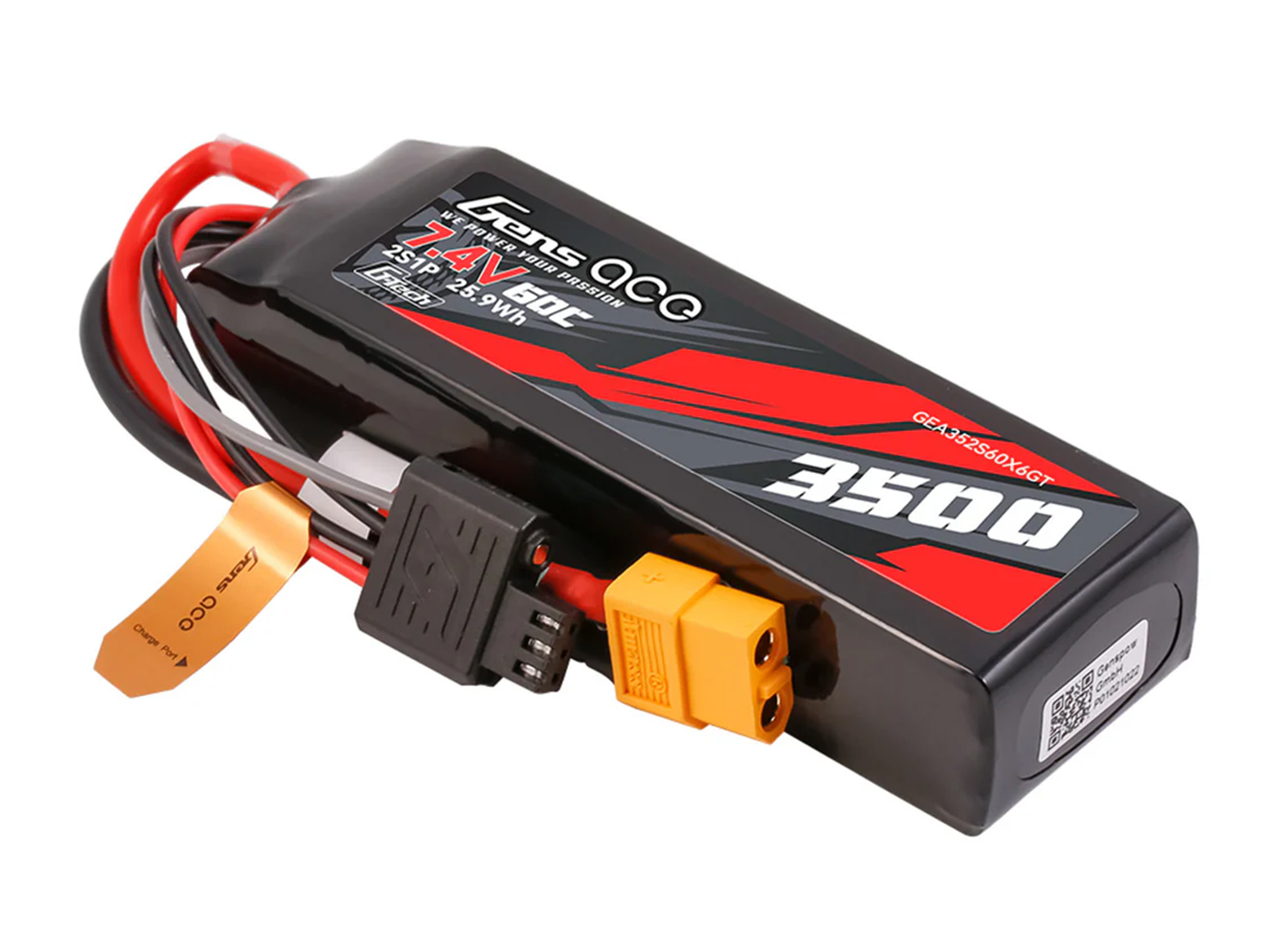 Gens Ace Li-Po G-Tech 2S Car 7.4V 3500mAh 60C with XT60 (Mini Maxx) - Image 2