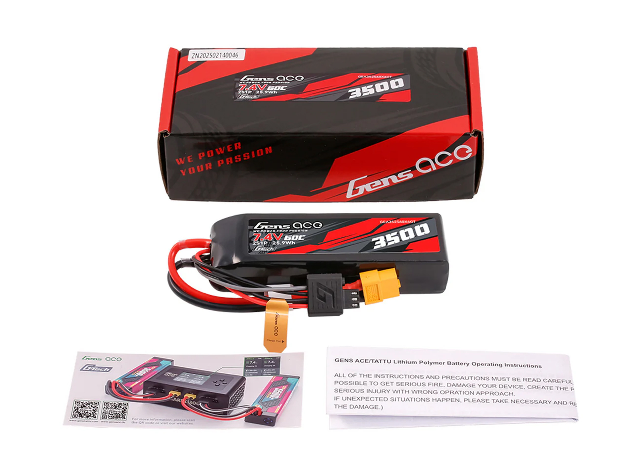Gens Ace Li-Po G-Tech 2S Car 7.4V 3500mAh 60C with XT60 (Mini Maxx) - Image 5