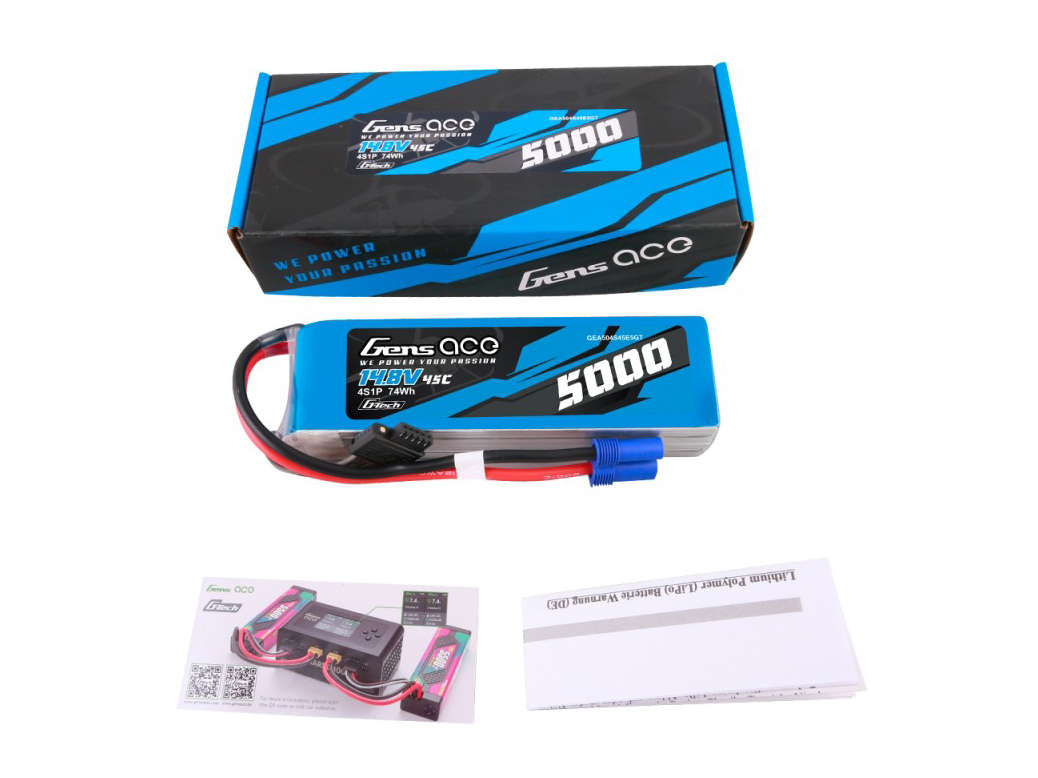 Gens Ace Li-Po G-Tech 4S 14.8V 5000mAh 45C with EC5 - Image 5