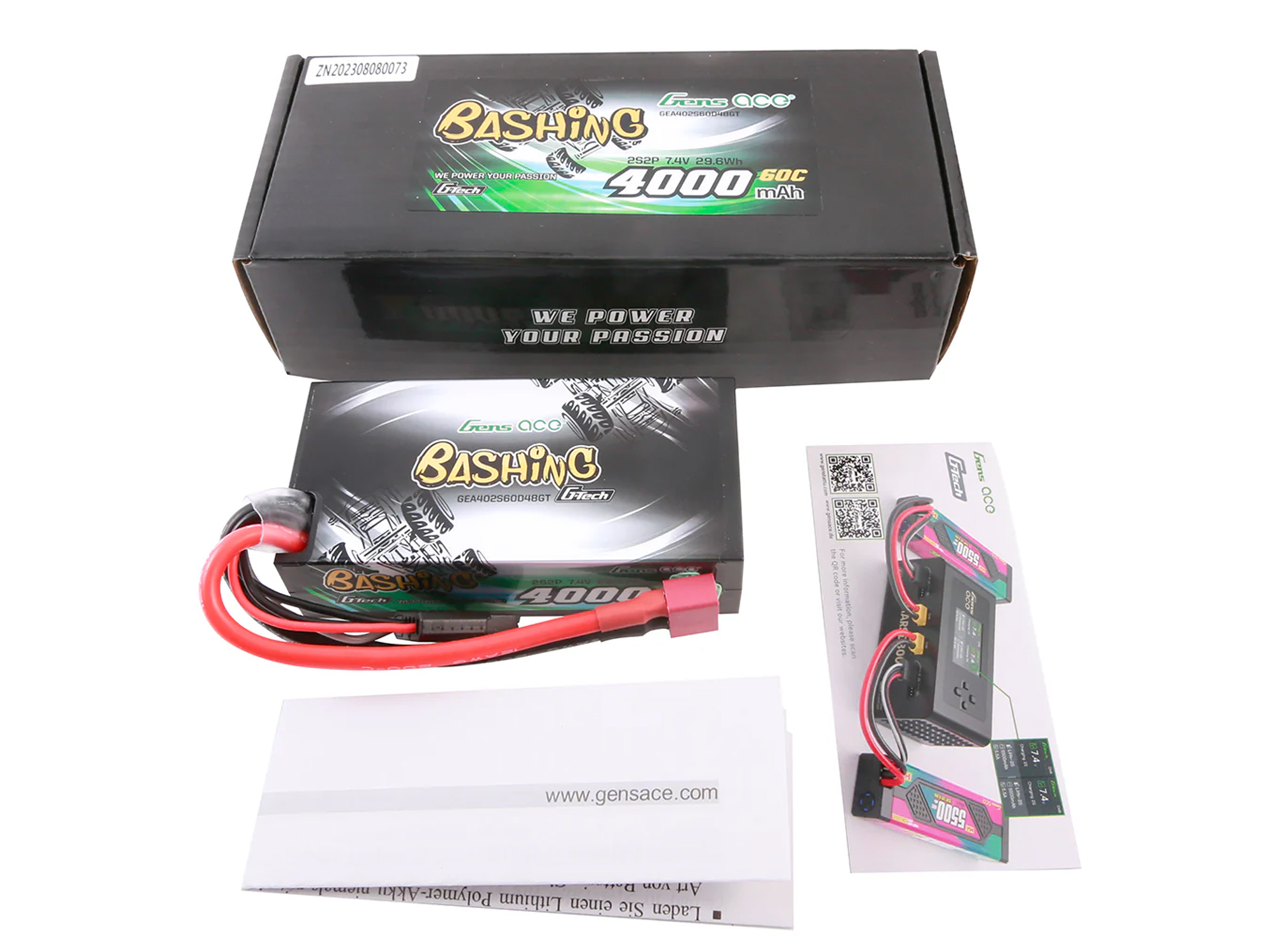 Gens Ace Li-Po G-Tech Car Hard Case 2S2P 7.4V 4000mAh 60C Shor T-Type - Image 5