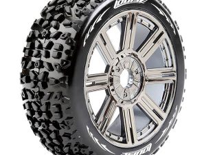 LOUISE RC B-MAZINGER 1/8 FR/RR SOFT HEX 17MM SPOKE BLACK CHROME