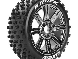LOUISE RC B-ROCK 1/8 FR/RR SOFT HEX 17MM SPOKE BLACK CHROME