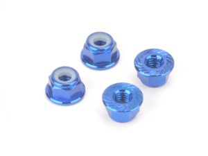 Monkey King RC M4 Alloy Serrated Nyloc Nuts - Blue - 4pcs