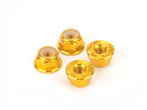 Monkey King RC M4 Alloy Serrated Nyloc Nuts - Gold - 4pcs