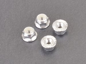 Monkey King RC M4 Alloy Serrated Nyloc Nuts - Silver - 4pcs