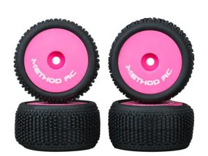 Method RC METHOD NITRAGRIP 1/24 TRUCK TYRES F/R ON 7MM HEX PINK (4)