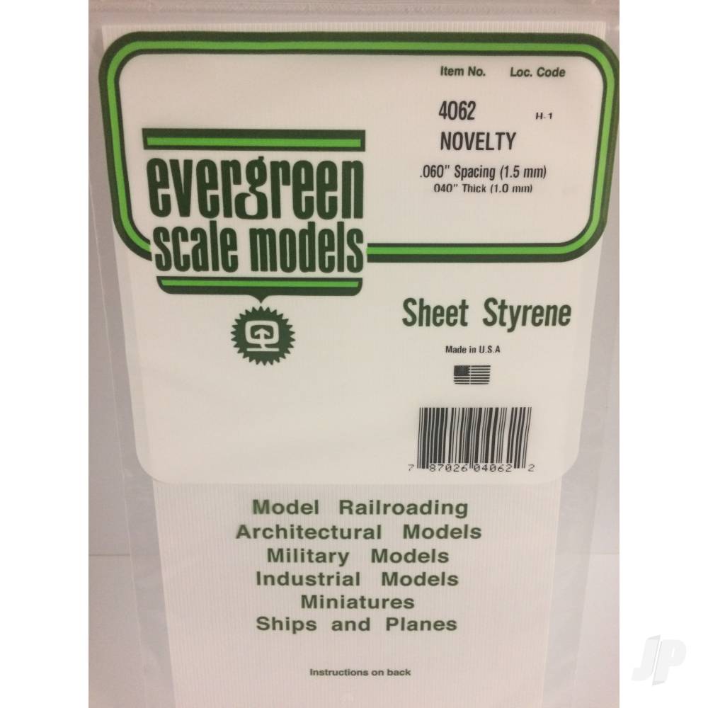 Evergreen Novelty Siding Sheet, 300 x 600 x 1.0mm, 1.5mm Spacing (12 x 24 x .040in, .060in Spacing) (1 per pack) - Image 2
