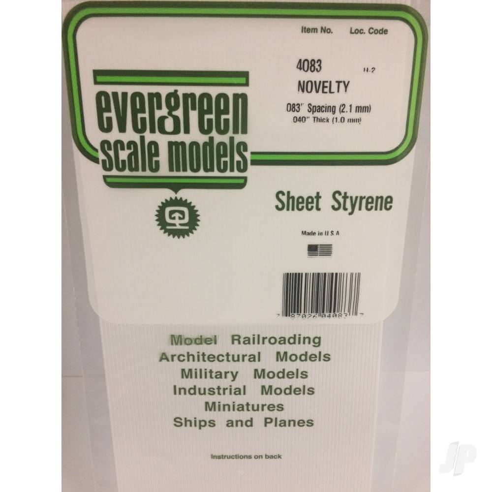 Evergreen Novelty Siding Sheet, 300 x 600 x 1.0mm, 2.1mm Spacing (12 x 24 x .040in, .083in Spacing) (1 per pack) - Image 2