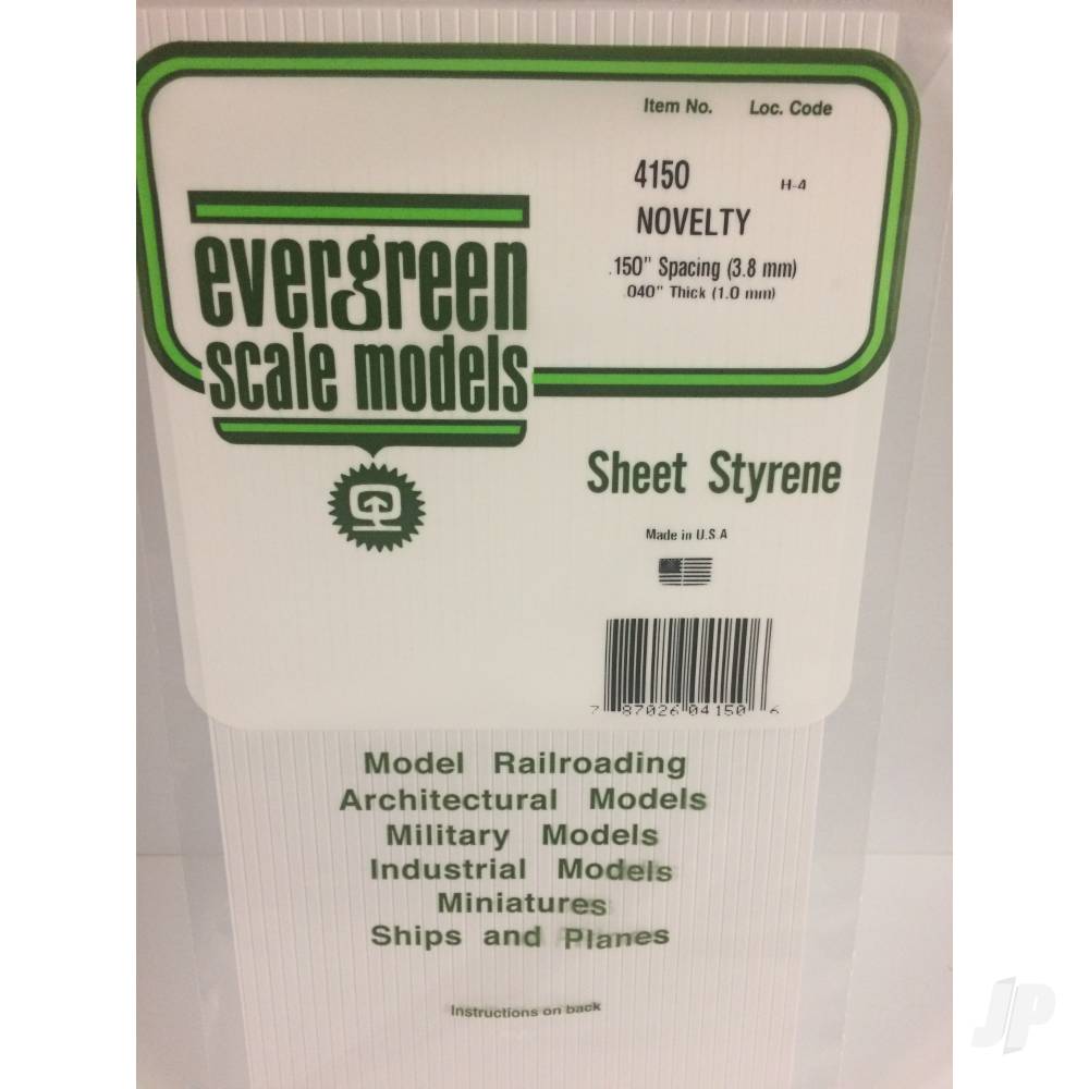 Evergreen Novelty Siding Sheet, 300 x 600 x 1.0mm, 3.8mm Spacing (12 x 24 x .040in, .150in Spacing) (1 per pack) - Image 2