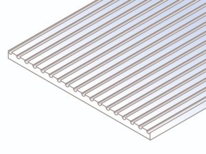 Evergreen Passenger Car Siding Sheet S-Scale, 150 x 300 x 0.8mm, 0.9mm Spacing (6 x 12 x .030in, 0.35in Spacing) (1 per pack)