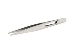 Excel Pointed Slide Lock Stainless Steel Tweezers, 4.75in (Carded)