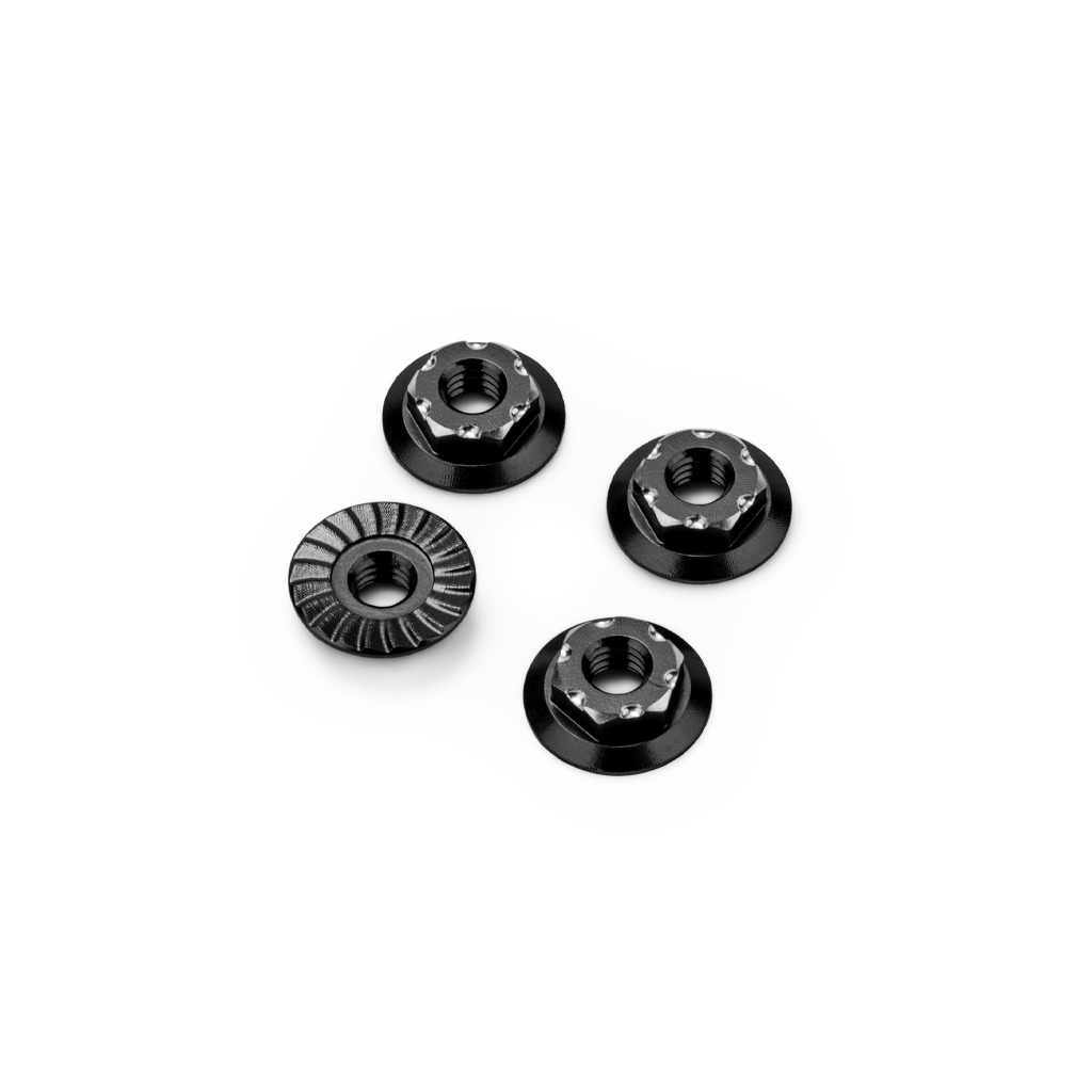JConcepts RC10B7 M4 Low-Profile Alloy Wheel Nut - Black -4pc