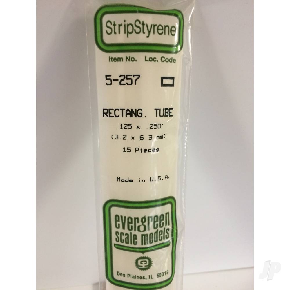 Evergreen Rectangular Tube, 350 x 3.2 x 6.3mm (14 x .125 x .250in) (15 per pack) - Image 2