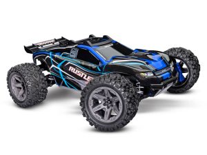 Traxxas Rustler 4X4 BL-2S 1:10 4WD RTR Stadium Truck, Blue (+ TQ 2-ch, BL-2S, 3300kV, 2S LiPo, USB-C Charger)