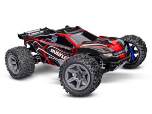 Traxxas Rustler 4X4 BL-2S 1:10 4WD RTR Stadium Truck, Red (+ TQ 2-ch, BL-2S, 3300kV, 2S LiPo, USB-C Charger)