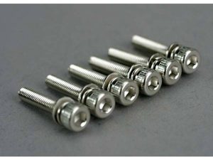 Traxxas Screws, 3x15mm cap-head machine (hex drive) (with split and flat washers) (6 pcs)