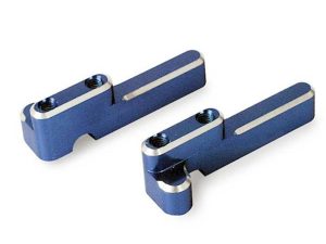 Traxxas Servo mounts, steering / shift (machined aluminium) (Blue) (Front & Rear) / machine screws (8 pcs)